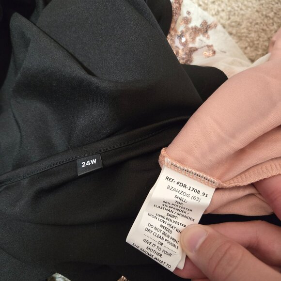 24W Unbranded (possibly Arna York) Surplice Gown with Rose Gold Sequin Skirt - Picture 5 of 13